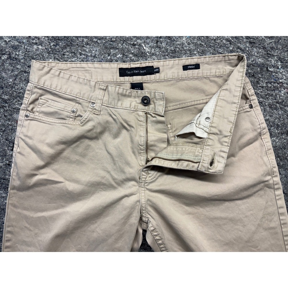Calvin Klein Jeans Mens 34x34 Straight Leg Khaki Tan Cotton Stretch Pants - Picture 7 of 13